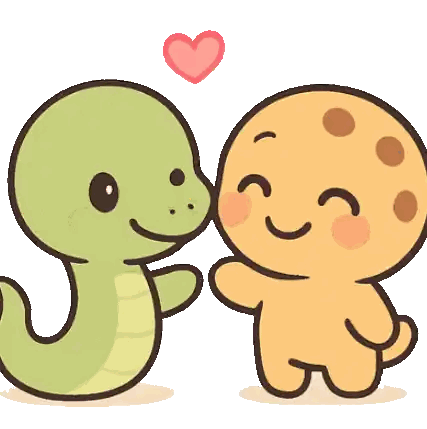 Snake And Cookie Kissing GIF