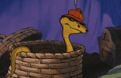 Snake In Basket With Red Hat GIF