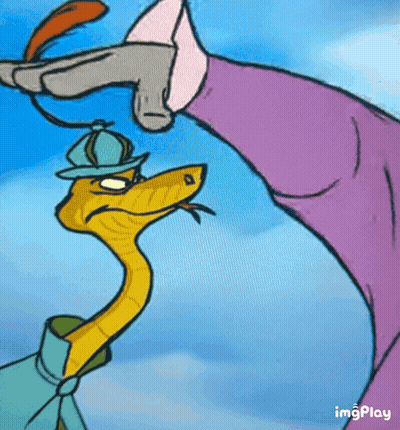 Snake In Hat Holding Feather GIF