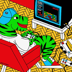 Snake Man Playing Tetris GIF