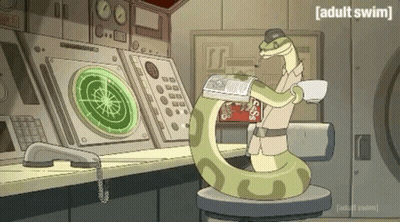 Snake Reading Newspaper Drinking Coffee Adult Swim GIF
