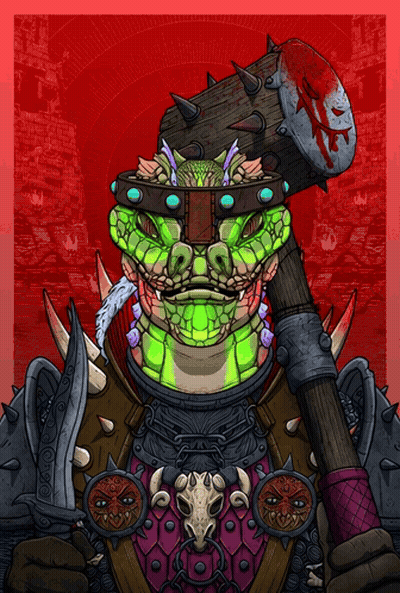 Snake With Sword And Bloody Club GIF
