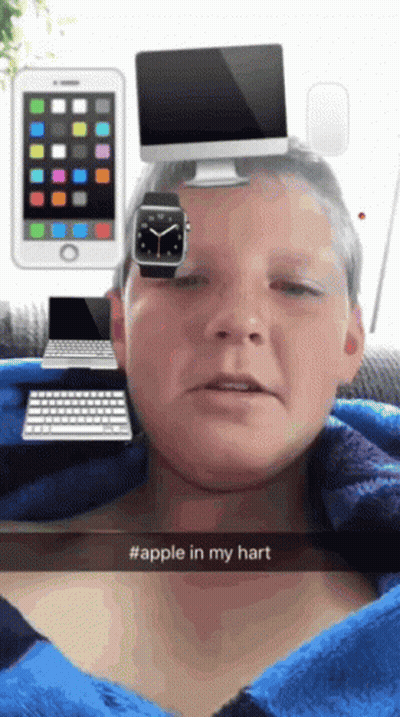 Snapchat Person With Watch On Forehead #Apple In My Hart GIF