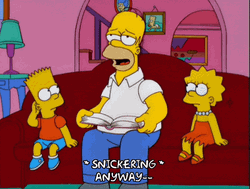 Snickering Homer Simpson With Lisa And Bart GIF