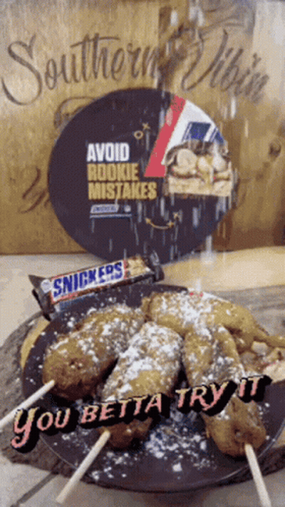 Snickers Bar And Plate With Powdered Sugar GIF