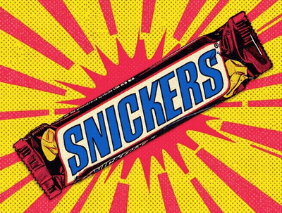 Snickers Bar On Pink And Yellow GIF