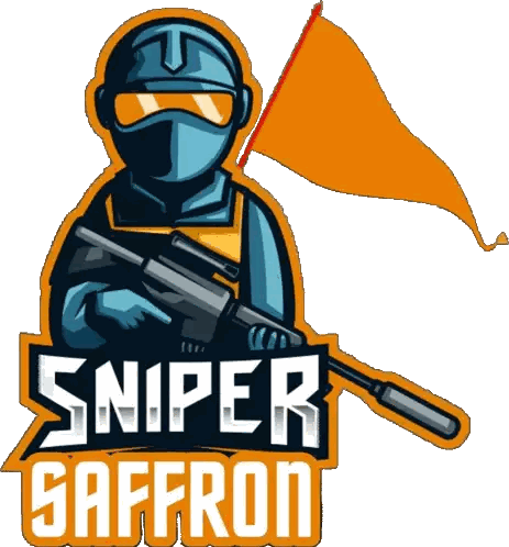 Sniper Saffron Logo Soldier Holding Flag Sticker