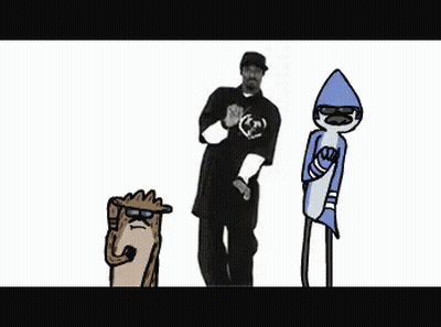 Snoop Dogg And Regular Show Characters Standing Together GIF