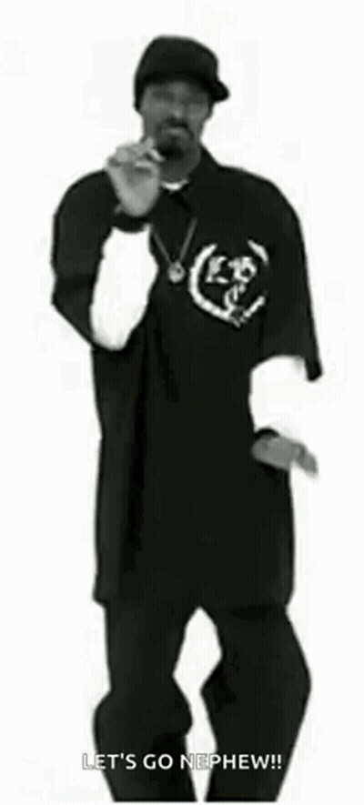 Snoop Dogg Is Dancing In A Black And White Photo And Says Let 'S Go Nephew . GIF
