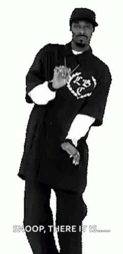 Snoop Dogg Is Dancing In A Black And White Photo With The Caption `` Snoop , There It Is '' . GIF