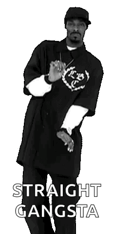 Snoop Dogg Is Dancing In A Black And White Photo With The Words `` Straight Gangsta '' Above Him . GIF