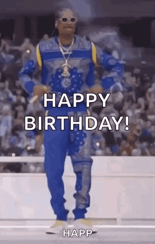 Snoop Dogg Is Dancing In A Stadium And Saying Happy Birthday . GIF