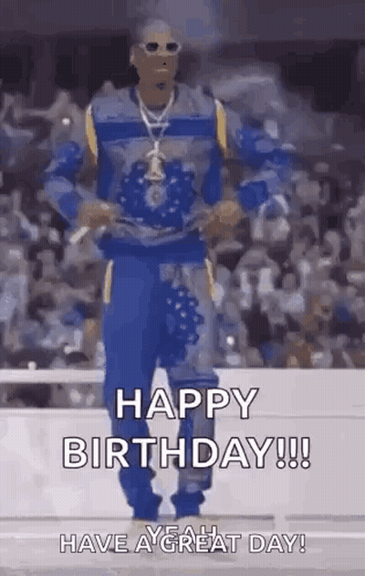 Snoop Dogg Is Dancing In Front Of A Crowd And Saying `` Happy Birthday ! '' GIF