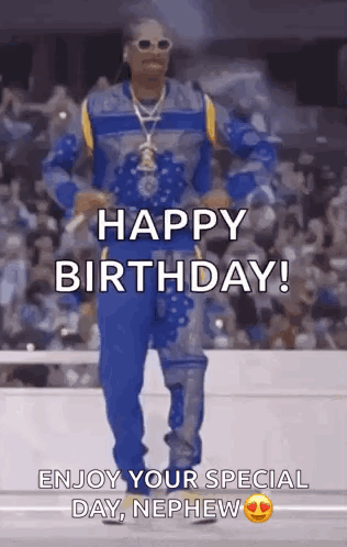 Snoop Dogg Is Dancing In Front Of A Crowd And Says Happy Birthday ! Enjoy Your Special Day , Nephew . GIF