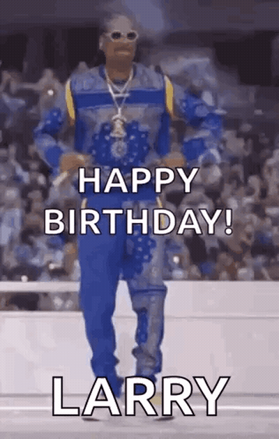 Snoop Dogg Is Dancing In Front Of A Crowd While Wearing A Blue And Yellow Outfit . GIF