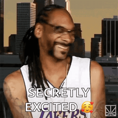 Snoop Dogg Is Laughing With The Words Secretly Excited Behind Him GIF