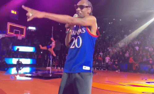 Snoop Dogg Is Wearing A Blue Kansas Jersey GIF