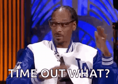 Snoop Dogg Is Wearing A La Dodgers Jacket And Glasses And Is Asking Time Out What . GIF