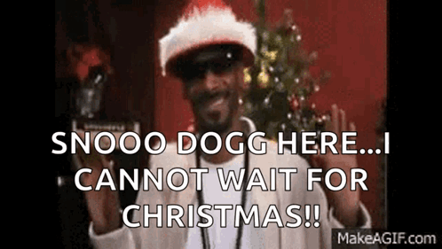Snoop Dogg Is Wearing A Santa Hat And Sunglasses And Says `` I Cannot Wait For Christmas '' . GIF