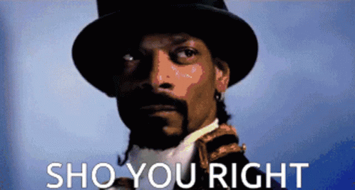 Snoop Dogg Is Wearing A Top Hat And Has The Words Sho You Right Above Him GIF