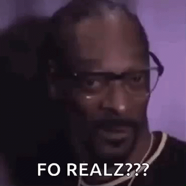 Snoop Dogg Is Wearing Glasses And A Necklace And Says `` Fo Realz ? '' GIF