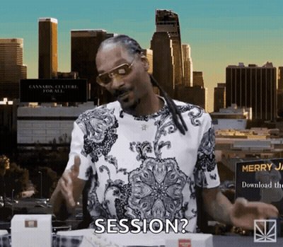 Snoop Dogg Is Wearing Sunglasses And A Paisley Shirt And Asking " Session " GIF