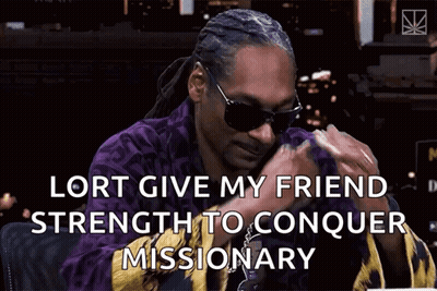 Snoop Dogg Is Wearing Sunglasses And A Purple Robe And Says ' Lort Give My Friend Strength To Conquer Missionary ' GIF