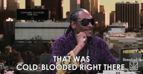 Snoop Dogg Says That Was Cold-Blooded Right There In Front Of A City Skyline GIF