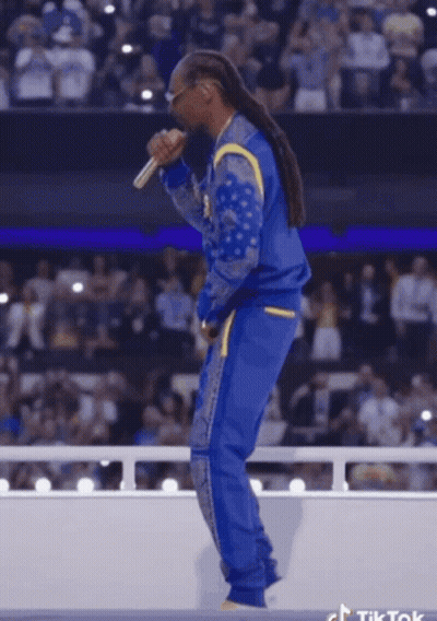 Snoop Dogg Singing Into Microphone In Front Of Crowd GIF