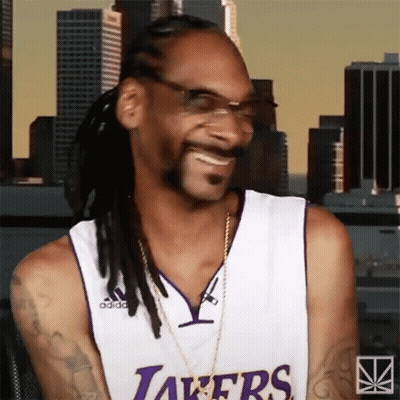 Snoop Dogg Smiling In Lakers Jersey GIF