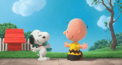 Snoopy And Charlie Brown Hugging At Red House GIF
