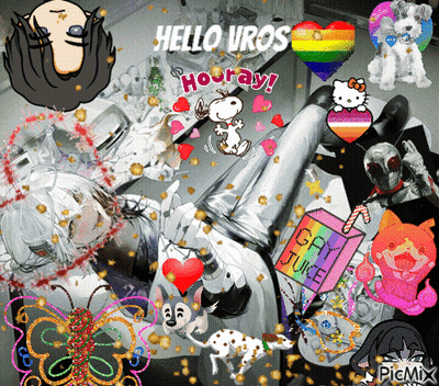Snoopy And Hello Kitty Collage Saying Hello Uros GIF