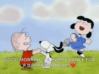 Snoopy And Lucy Dancing Happy Birthday GIF
