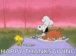 Snoopy And Woodstock Animated Happy Thanksgiving GIF