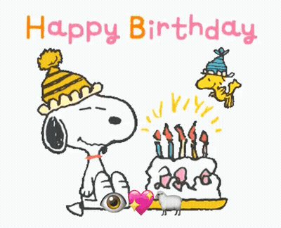 Snoopy And Woodstock Are Celebrating A Birthday With A Cake GIF