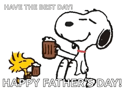 Snoopy And Woodstock Are Celebrating Father 'S Day With A Mug Of Beer . GIF