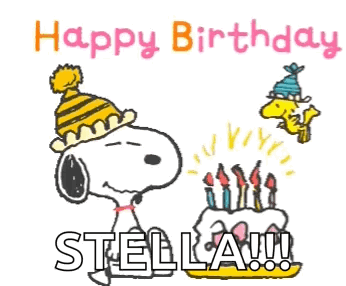 Snoopy And Woodstock Are Celebrating Stella 'S Birthday By Blowing Out Candles On A Cake . GIF