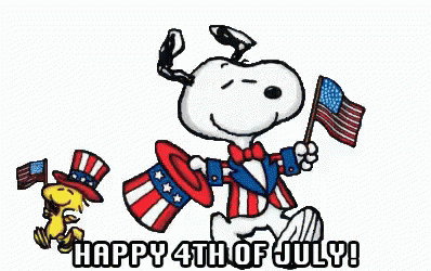 Snoopy And Woodstock Celebrate The 4Th Of July With A Red Background GIF
