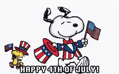 Snoopy And Woodstock Celebrating Fourth Of July Red GIF