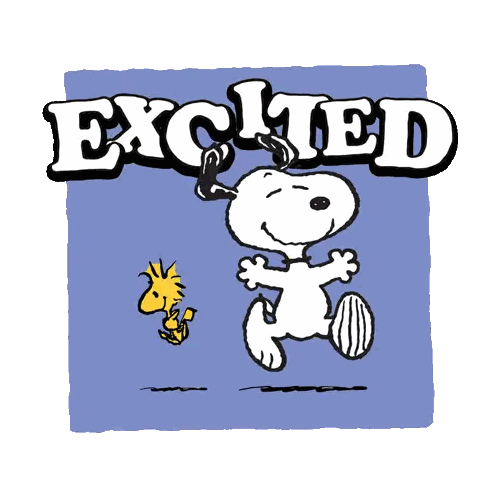 Snoopy And Woodstock Excited Sticker