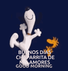 Snoopy And Woodstock Happy Hopping Buenos Dias Amor GIF