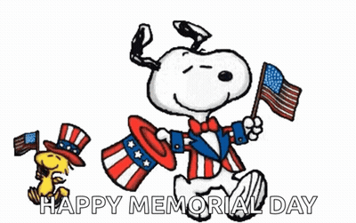 Snoopy And Woodstock Holding Flags Memorial Day GIF