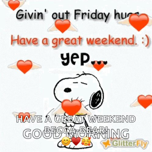 Snoopy And Woodstock Hugging GIF