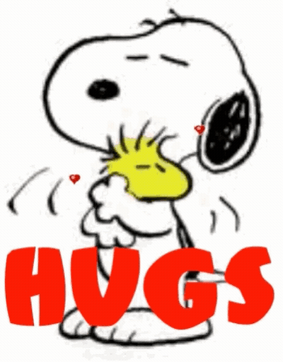 Snoopy And Woodstock Hugging Hearts In Eyes Hugs GIF