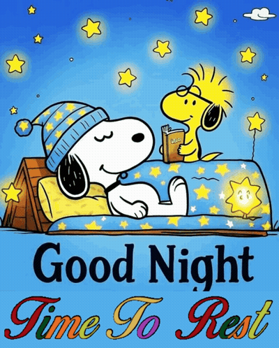 Snoopy And Woodstock Laying In Bed Good Night Time To Rest GIF
