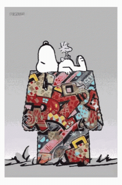 Snoopy And Woodstock Laying In Box GIF