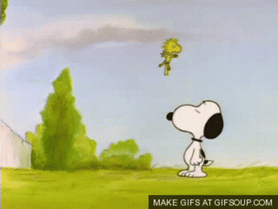 Snoopy And Woodstock Looking At Each Other Make Gifs At Gifsoup.com GIF