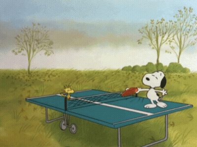 Snoopy And Woodstock Playing Ping Pong GIF