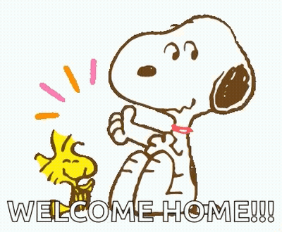 Snoopy And Woodstock Saying Welcome Home GIF