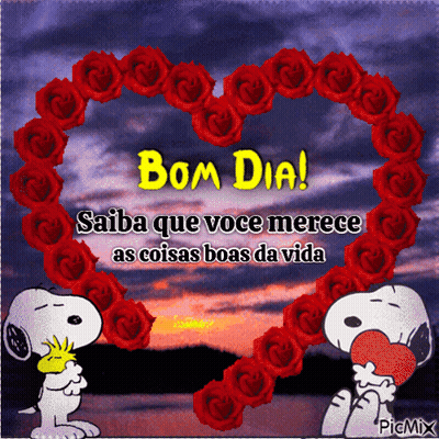 Snoopy And Woodstock Surrounded By Roses GIF